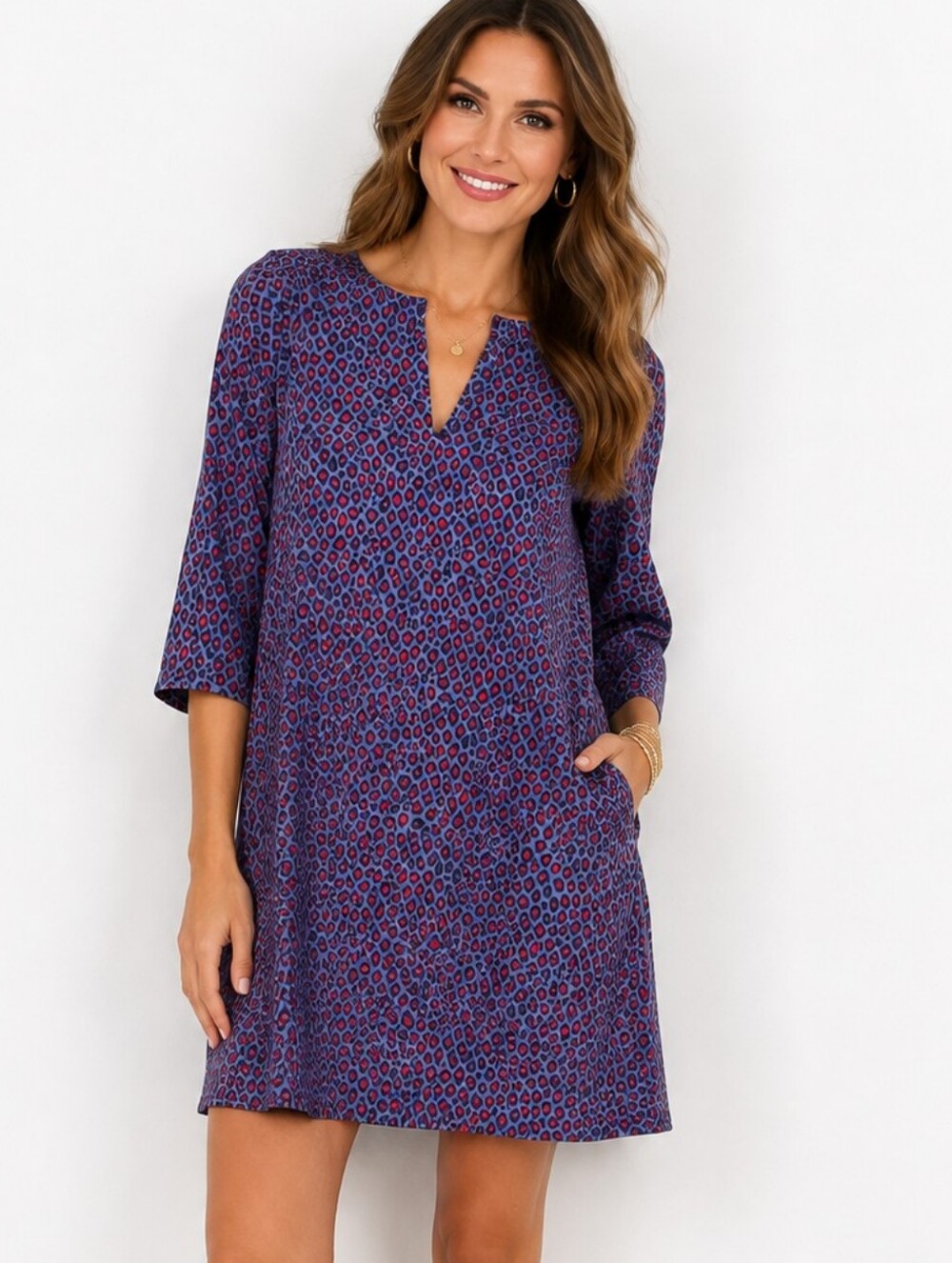 Jude Connally Blue Red Leopard Megan dress